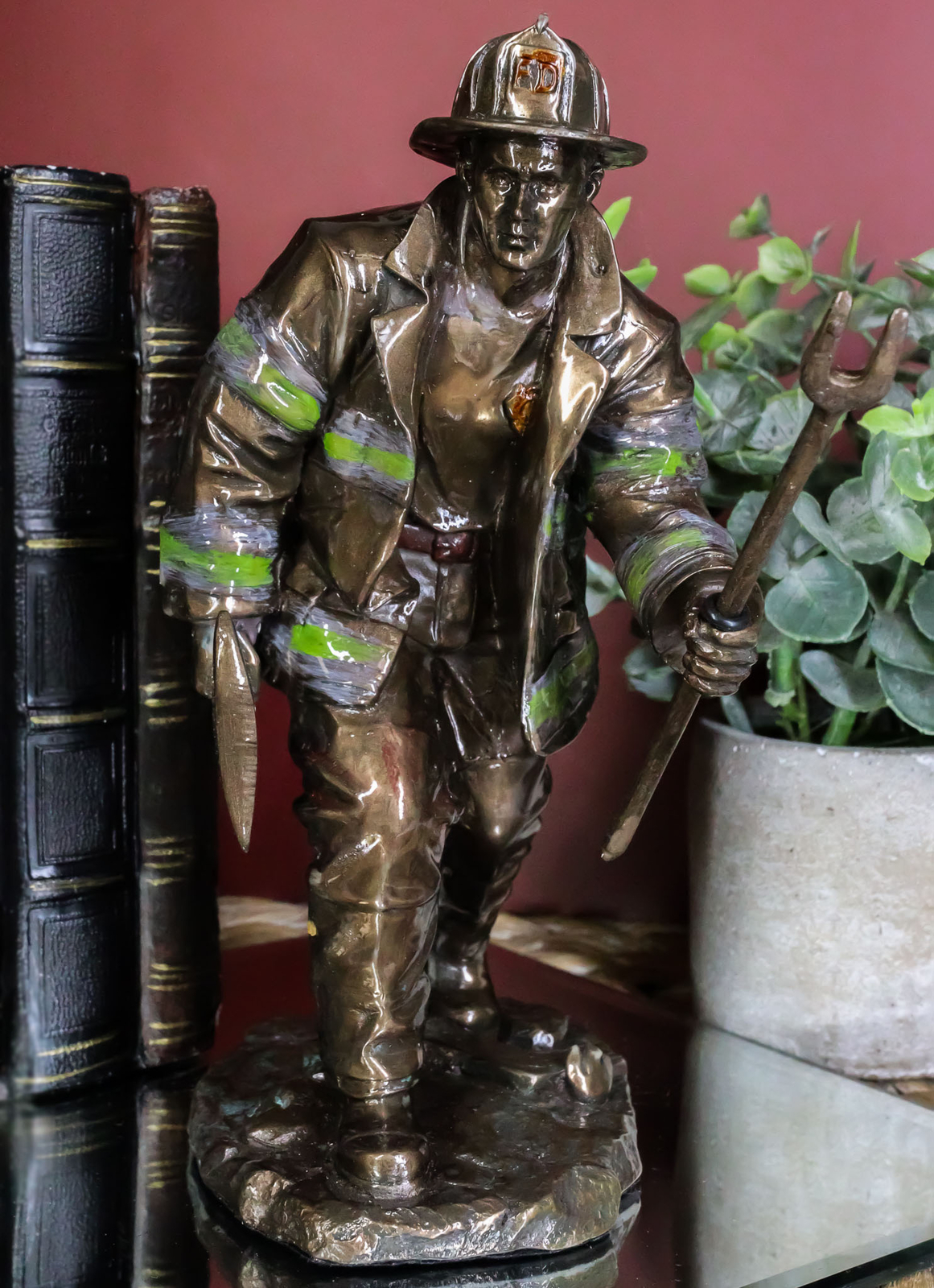 Fireman With Fire Axe And Fork Statue 7.25″Tall In The Line of Duty Fire Rescue