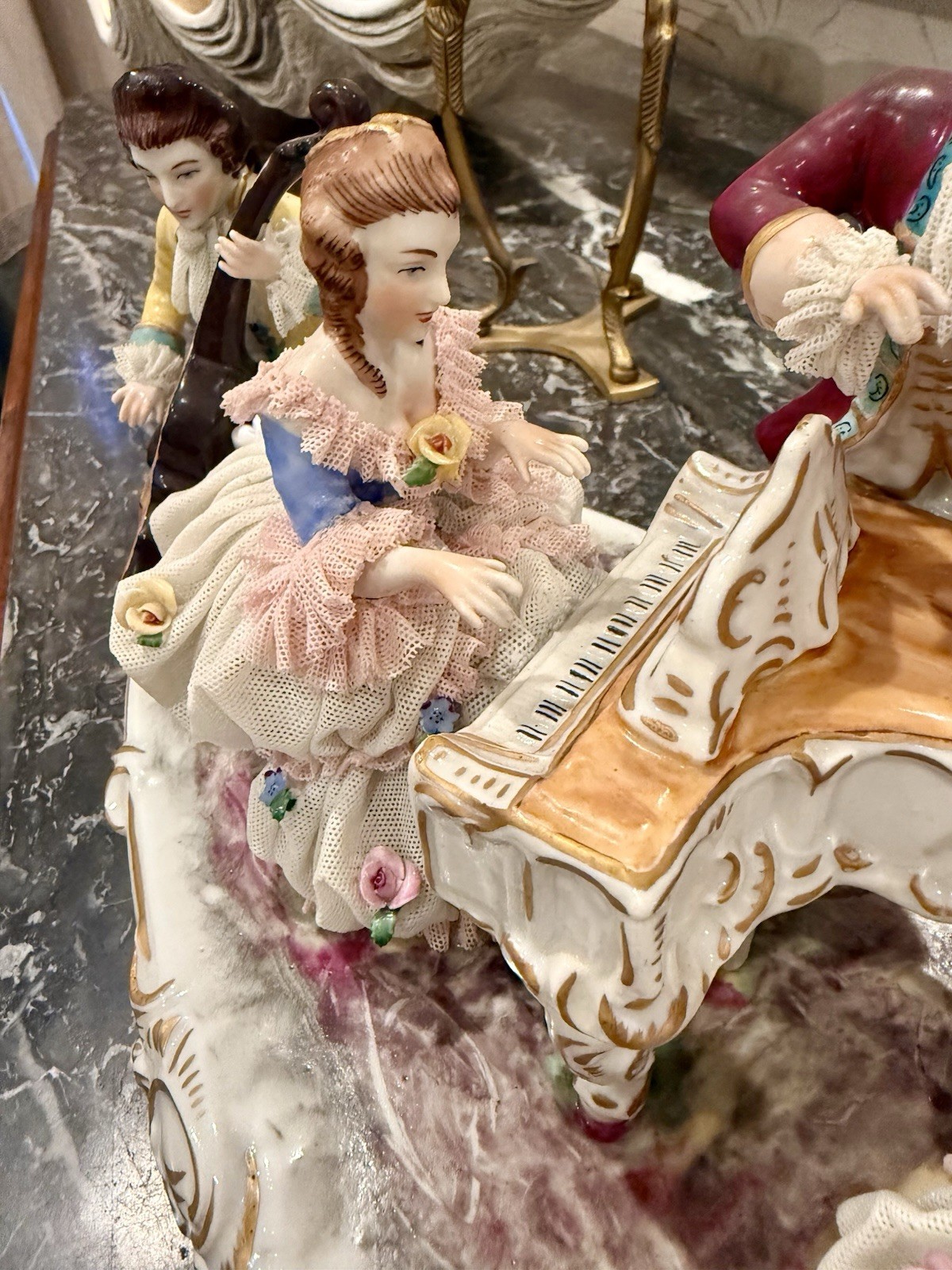 Dresden Muller Volkstedt Porcelain Figurine Musical Family Large