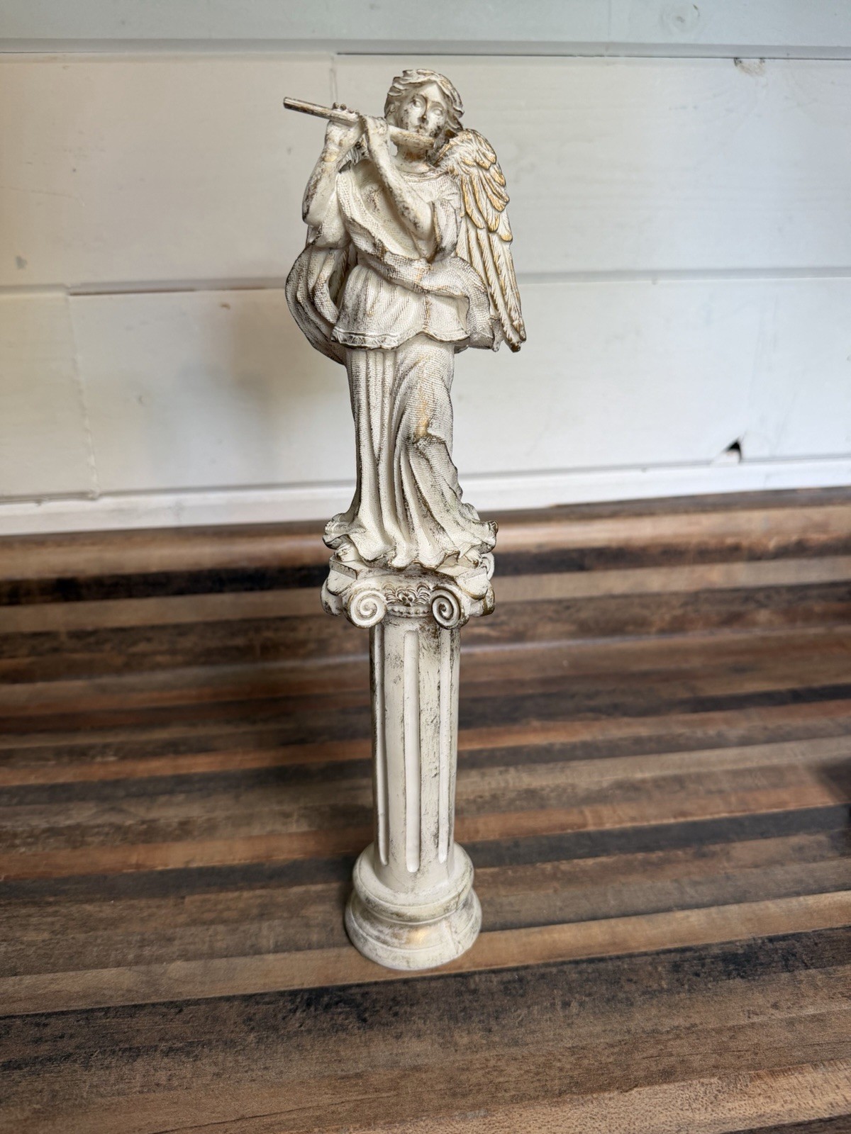 Unicorn Merchandise Corp Resin Angel Figurine, Distressed White, 12.5in 3D