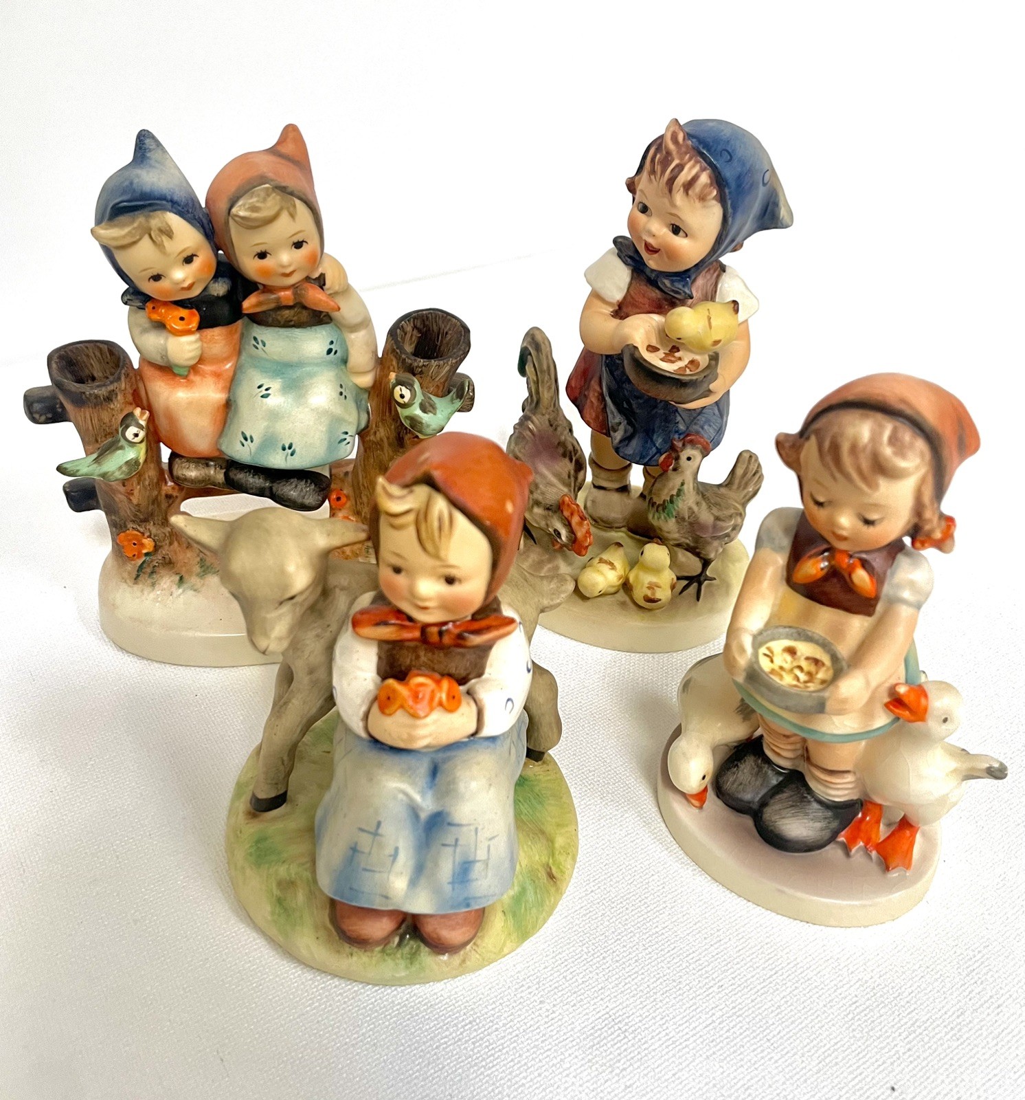 Hummel Girls with Animals 4 pc Lot 179 182 197 199 TMK-2 3 4 5 Authentic Goebel