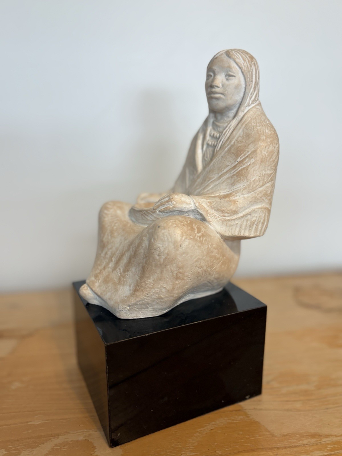 Austin Sculpture Stone Seated Squaw by James Marshall Native American Art