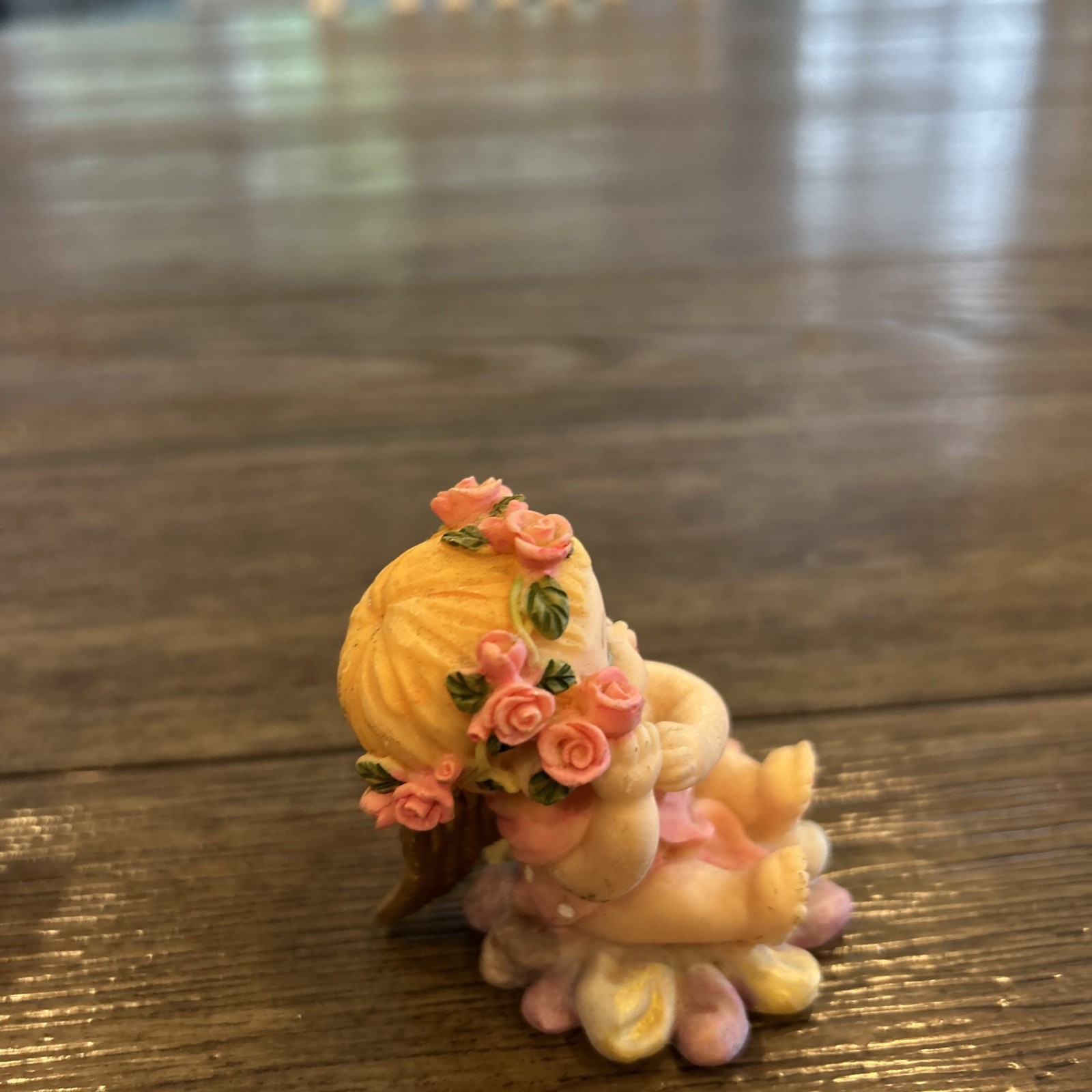 Angels/Cherubs Set Of 3 Figurines Pink Flowers