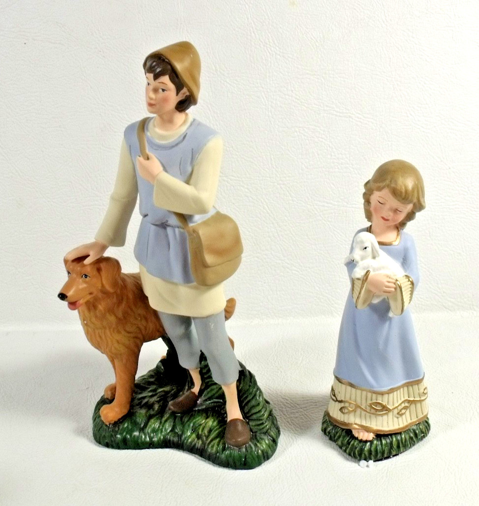 Kinkade Hawthorne Village Nativity WATCHFUL GUARDIANS/LITTLE SHEPHERDESS NIB COA
