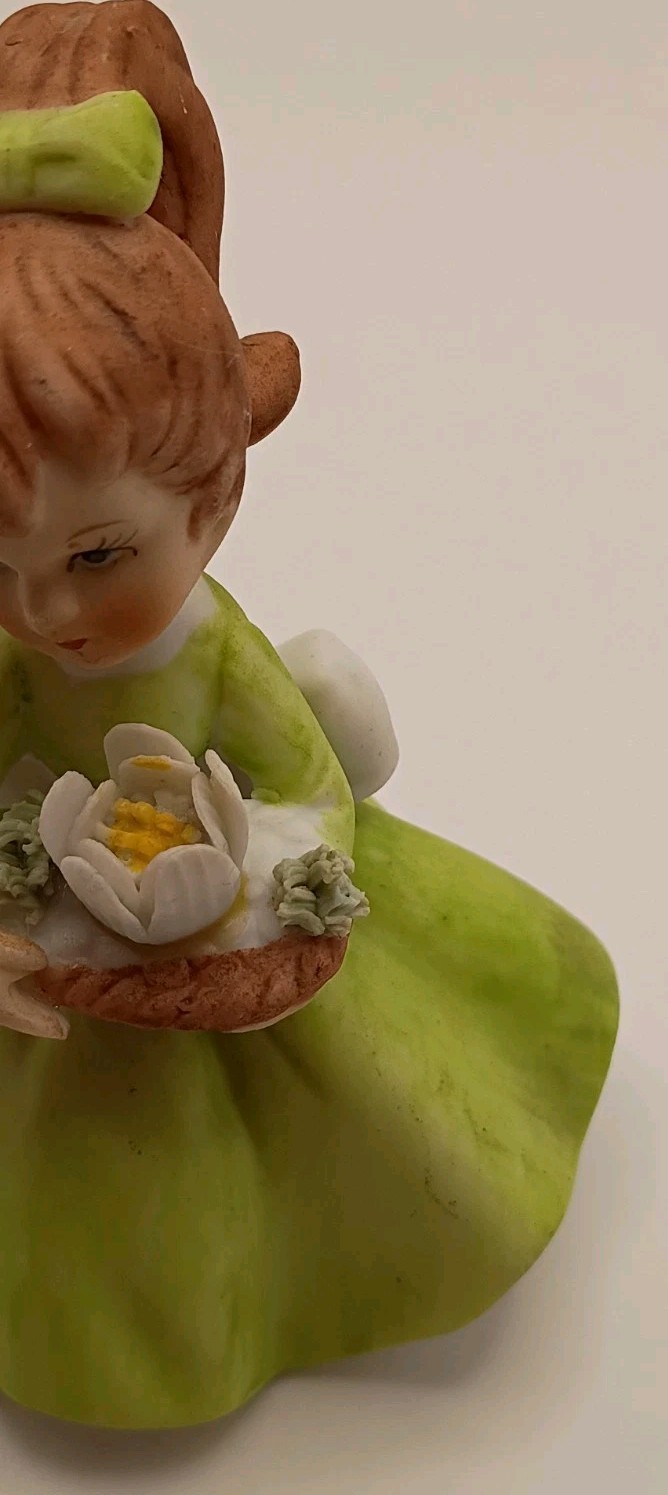 Vtg. Kitch Napcoware Flower Girl Of The Month Birthday Figurine July Water Lily