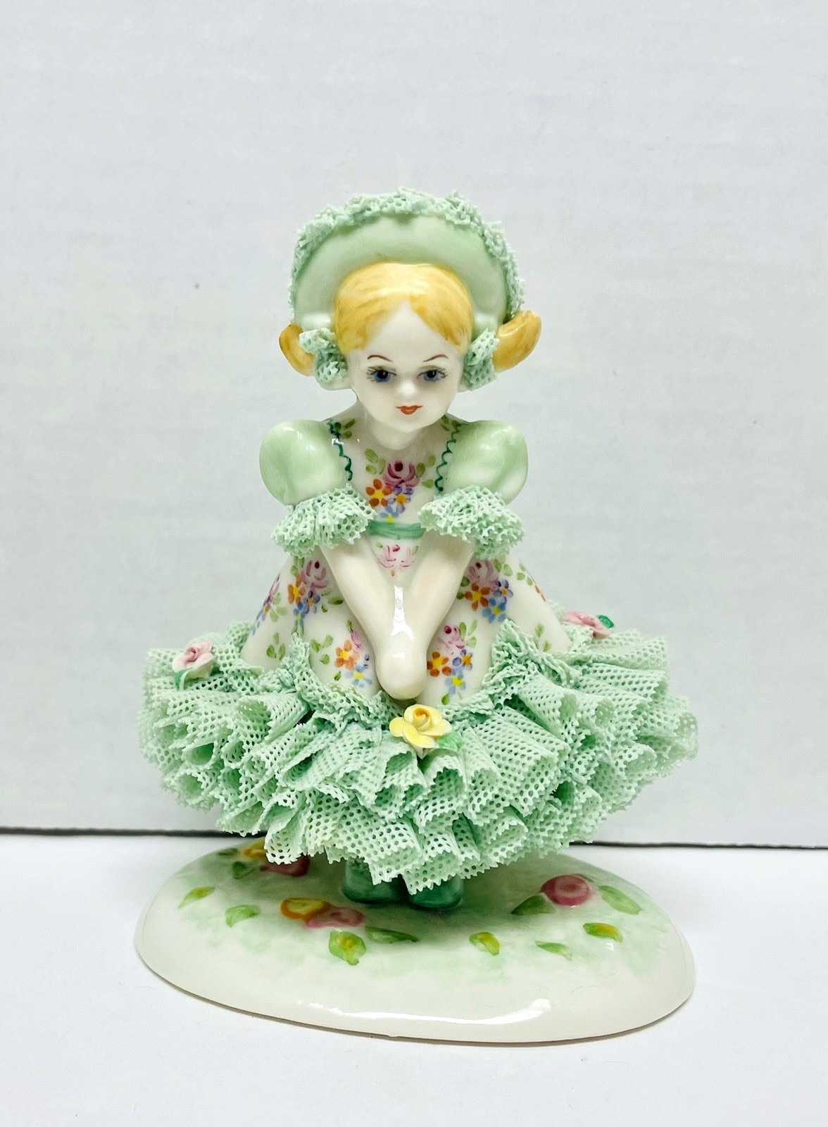 Irish Dresden JASMINE Porcelain w/ Lace Girl Figurine ~Muller Volkstedt