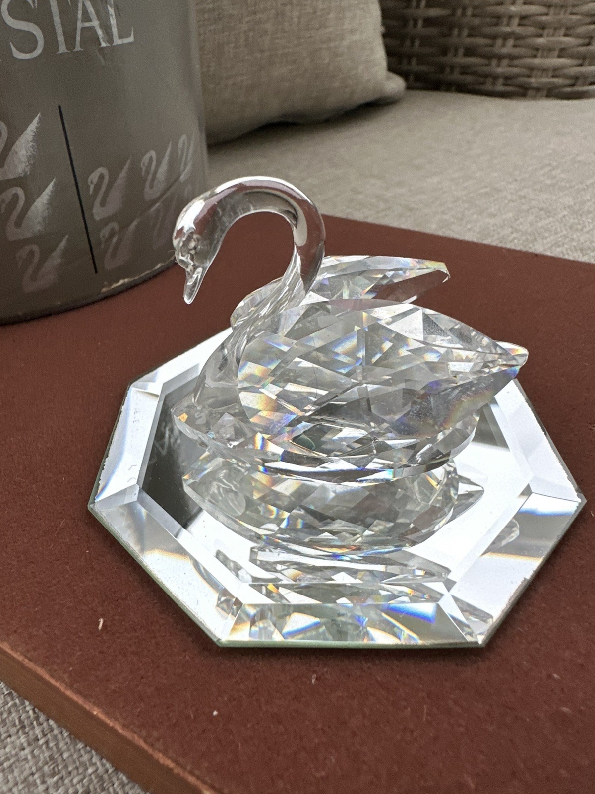Swarovski Crystal Large Swan Figurine With Box