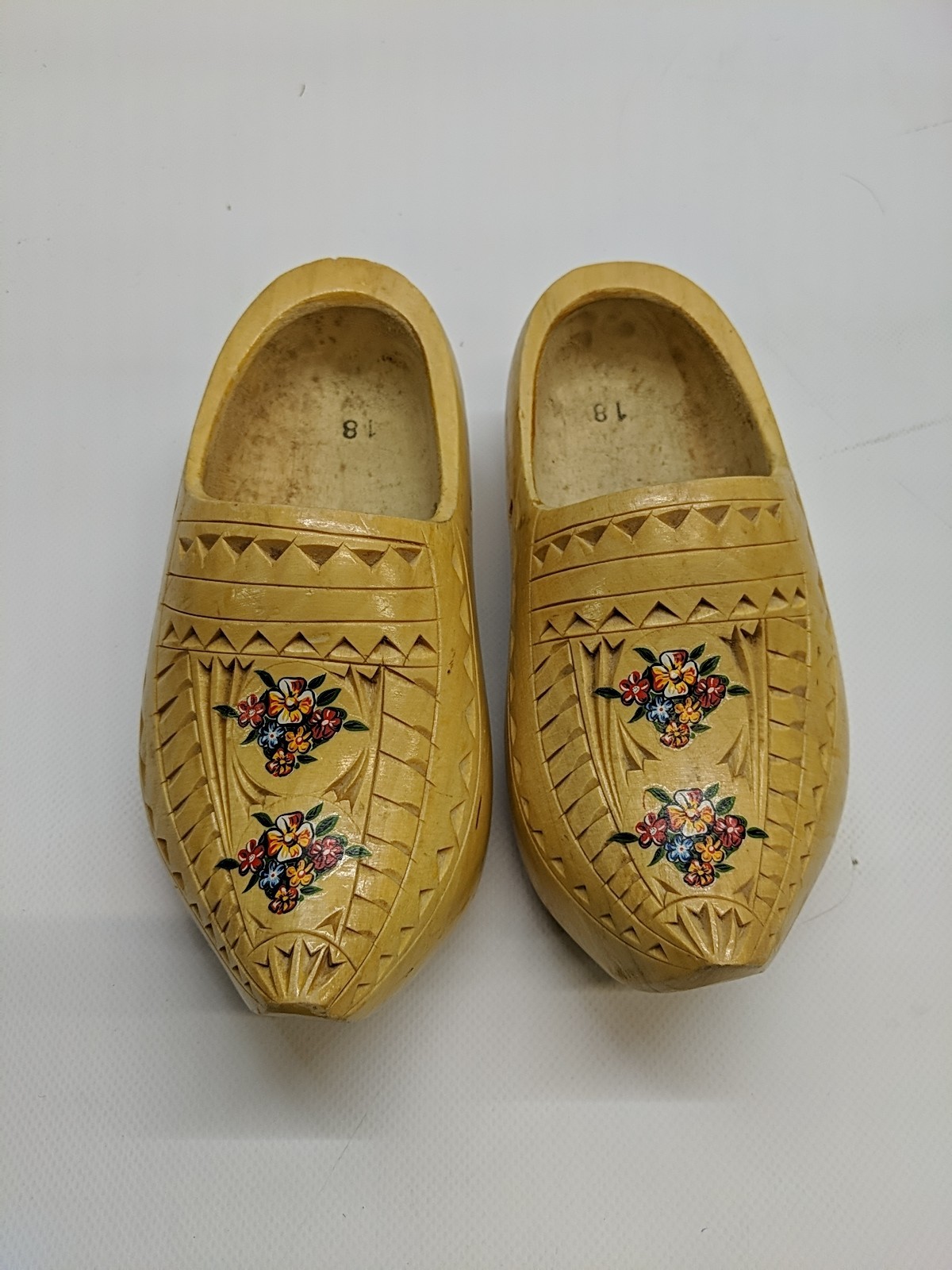 Dutch Wooden Clogs Hand Carved Shoes Approx Kids 3.5 Size