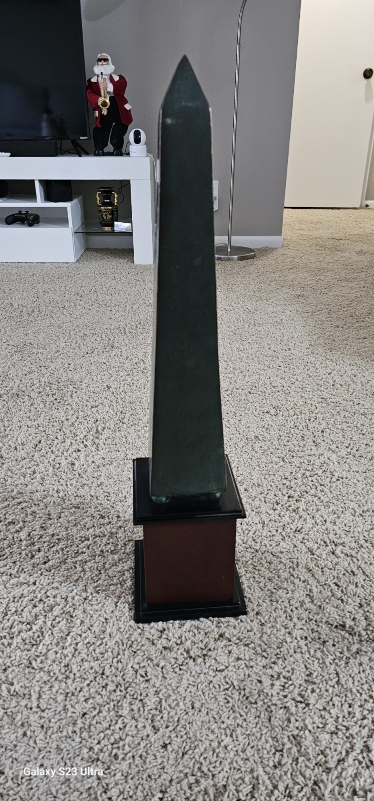Egyptian Style Obelisk Sculptures Set of 2 Stone Wood Monuments Decor
