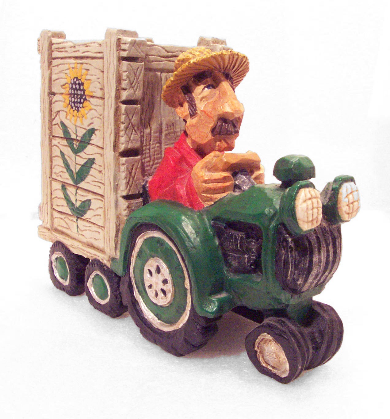 Vintage TRUCK FARM Sunflower Farmer Tractor David Frykman 2002 Folk Art