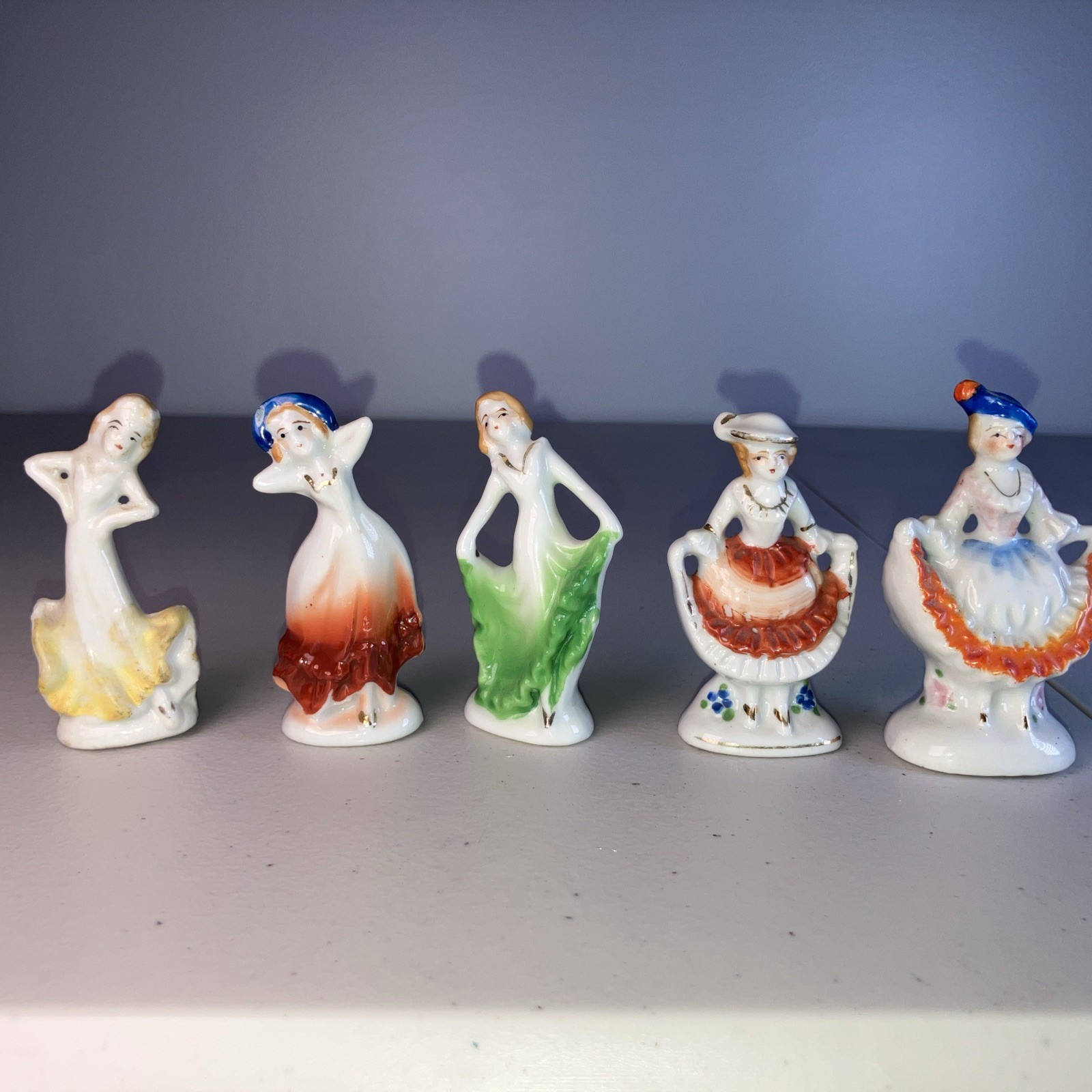 5 Occupied Japan Figurines – Approx. 2.5″ Tall Hand Painted