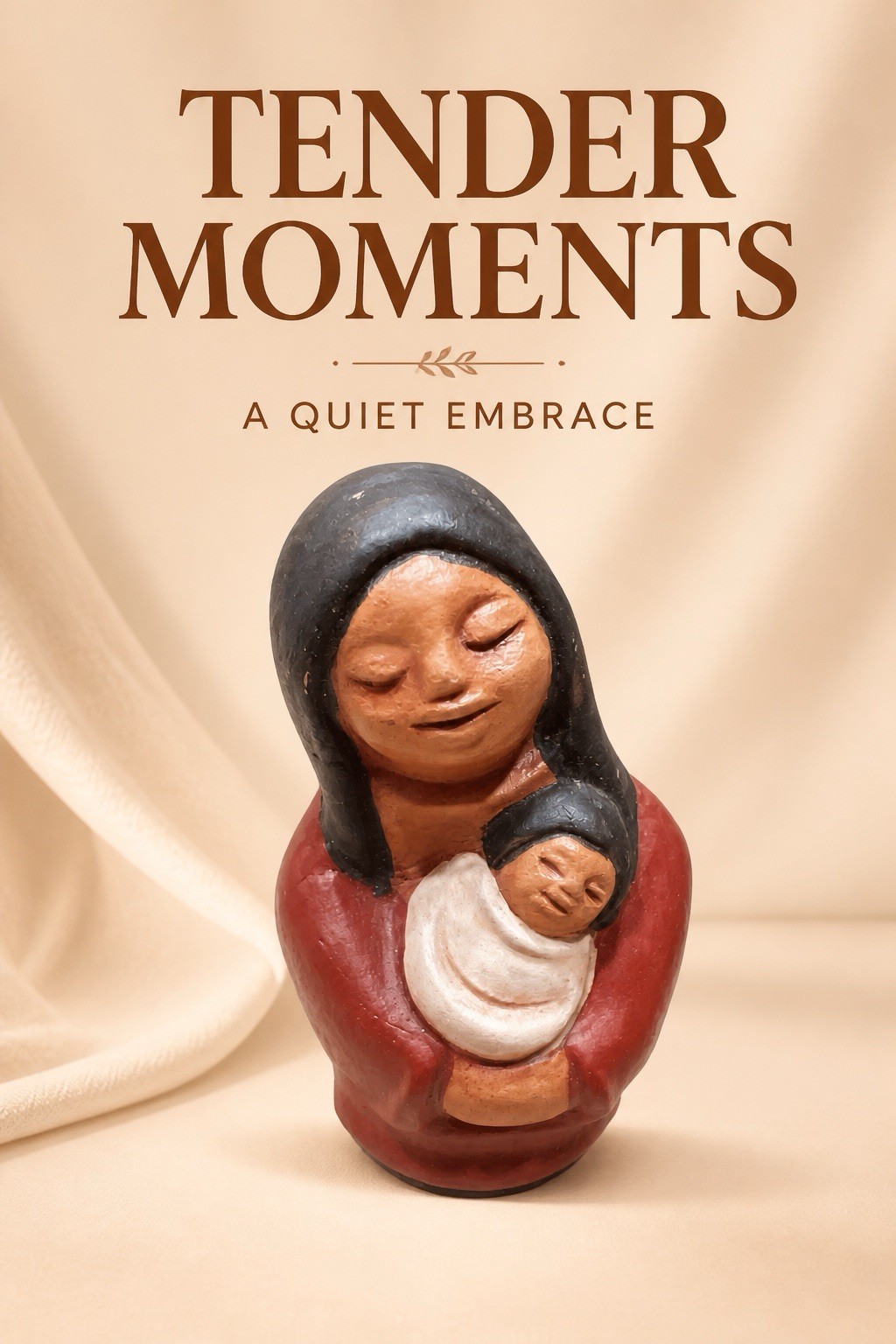 Handmade Terracotta Folk Art Figurine of a Mother and Child from Chile