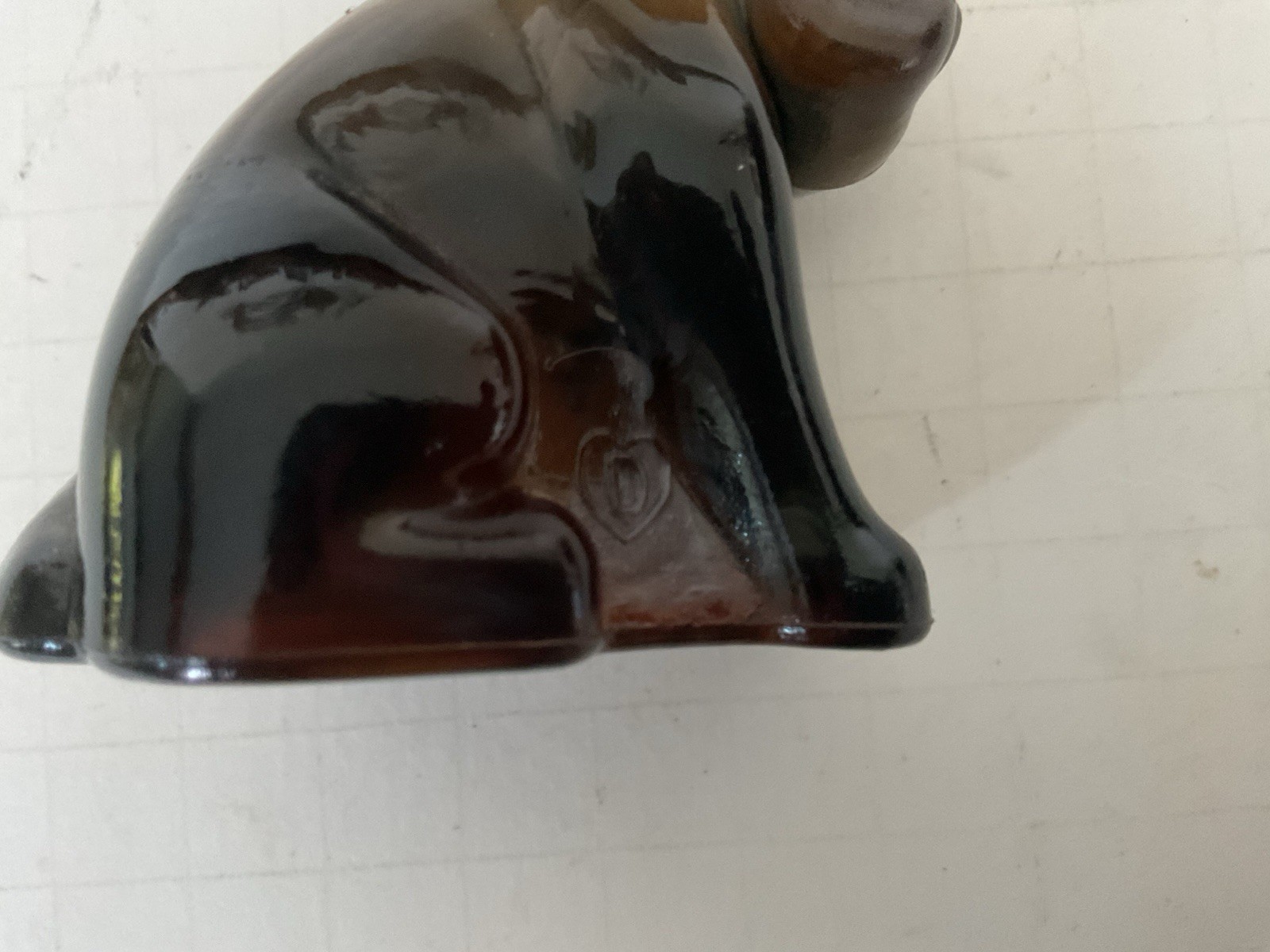 Vintage Degenhart Glass Dog Figurine Brown Slag D In Heart 3in