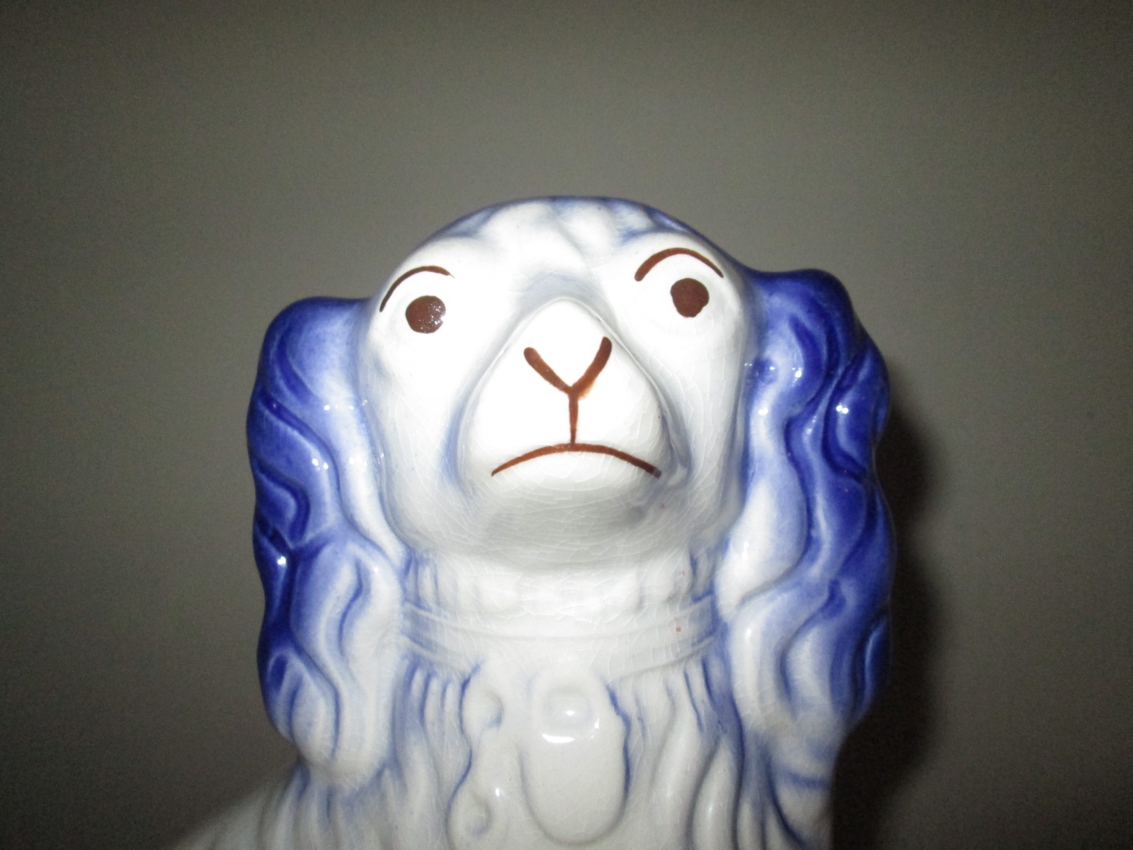 Vtg ARTHUR WOOD Royal Crownford Ironstone Blue Staffordshire Dog Right Facing