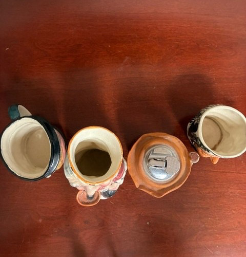Lot 4 Toby Mugs Vtg Occupied Japan, “Old King Cole”, Lighter, Colonial Woman
