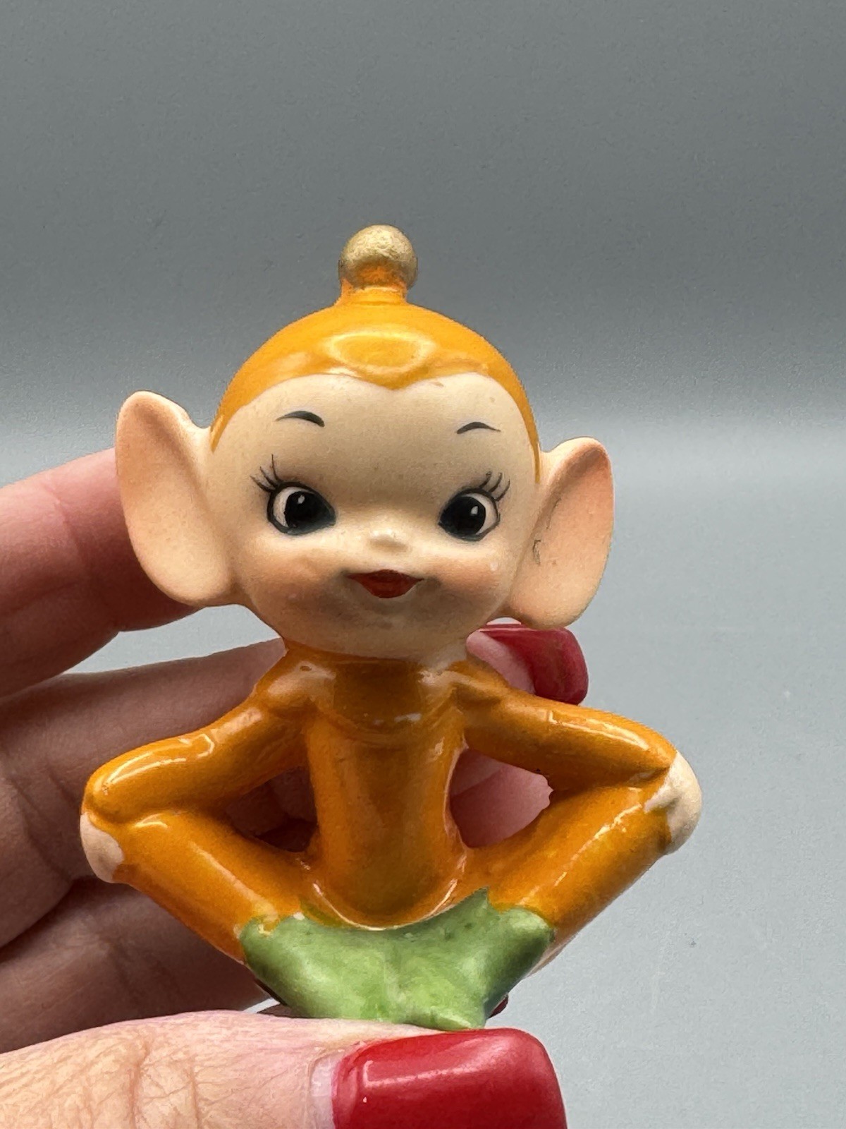 MCM Napco Ware C7360 Japan Porcelain Knee Hugger Pixie Elf Original Sticker