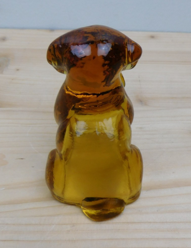 Vintage Degenhart Art Glass Pooch the Dog Figurine #34 “Amber #2” Dark Amber