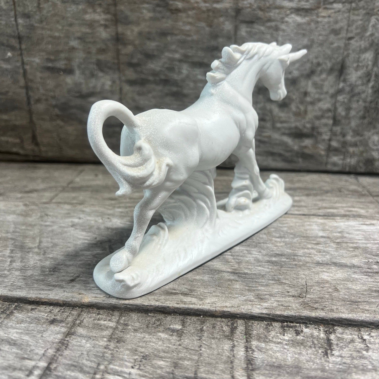 White Bisque Porcelain Unicorn Figurine Matte Finish Fantasy Decor