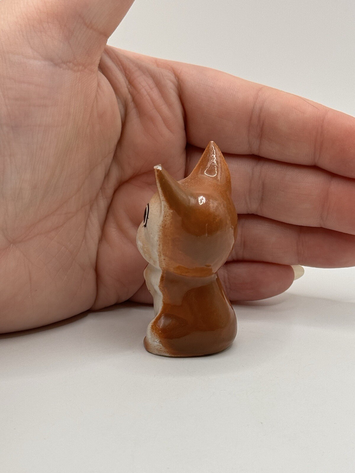 Vintage Miniature Cartoon Boxer Dog Puppy Figurine Korea Trinket Chip**