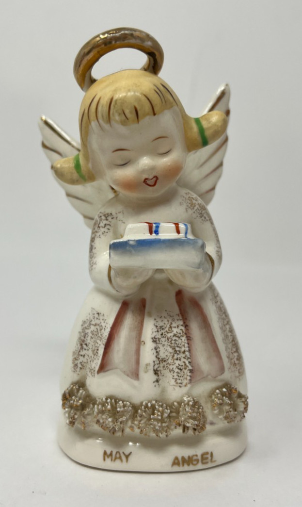 Vintage May Angel W/ Birthday Cake Spaghetti Trim Sanmyro? Japan