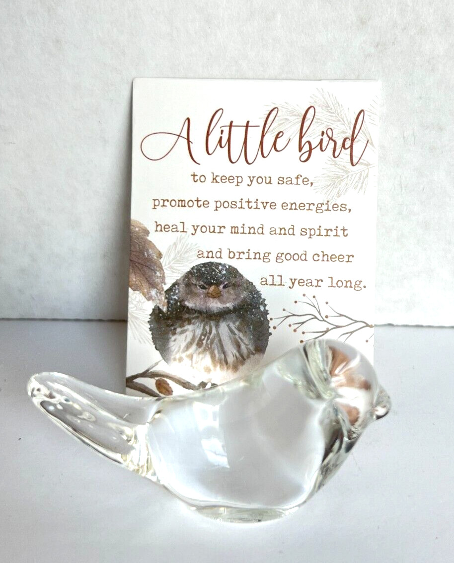 Gift Craft “Little Bird of Positivity” 2 1/2″ x 1 1/2″ Clear Glass Bird Figurine