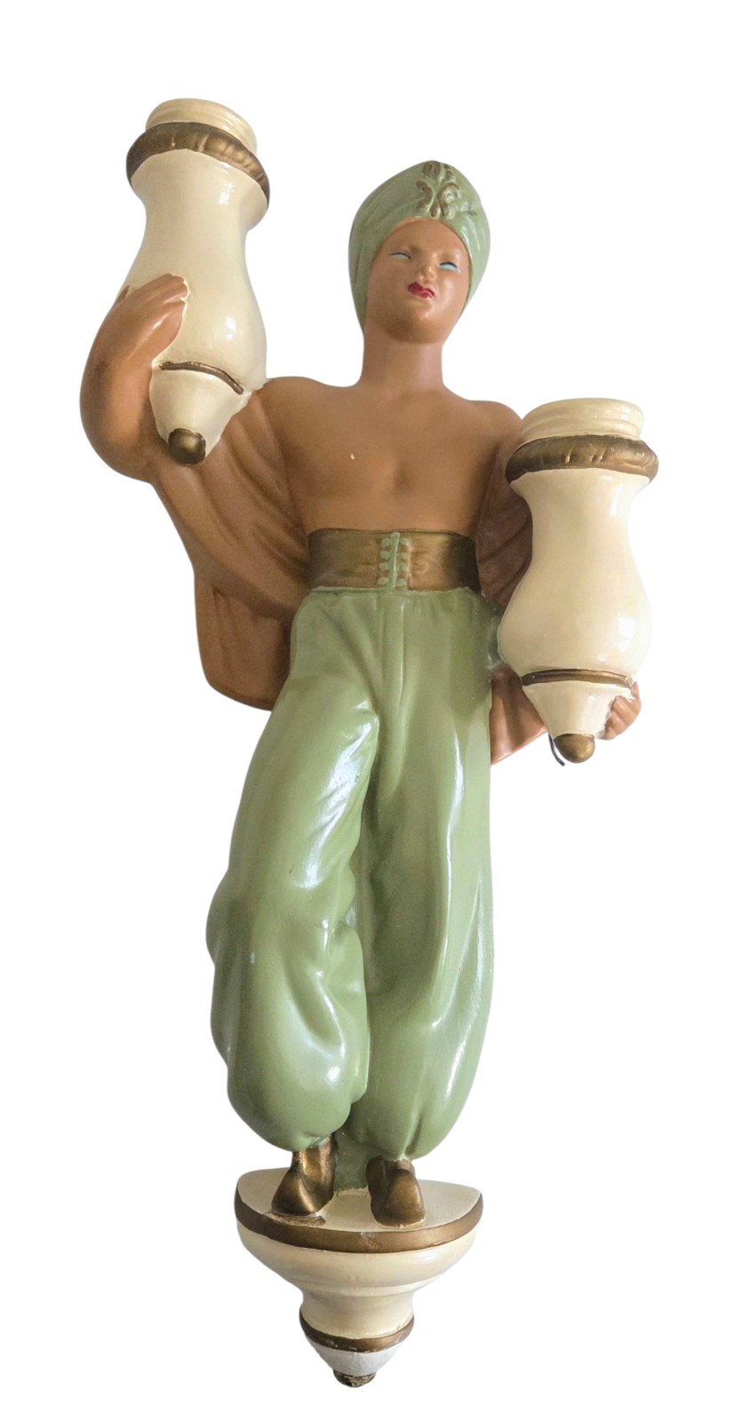 Alexander Backer ABCO Chalkware Arabian Man Figurine Wall Hanging Candle Sconce