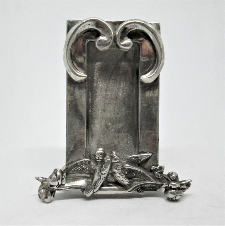 Handmade sterling Silver Miniature Doves Frame sculpture 2 doves on flower nest
