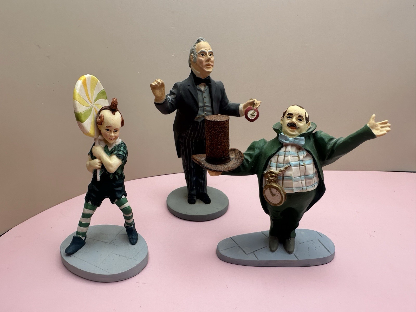 Lot of 3 Franklin Mint Figurines Wizard of Oz Lollipop Guild Mayor & Wizard