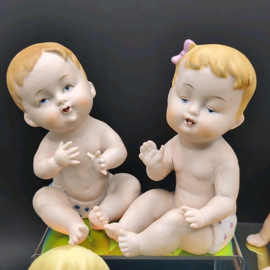 Porcelain Bisque Piano Babies Lot of 9 Some Marked Ardalt KW Etc Various Styles