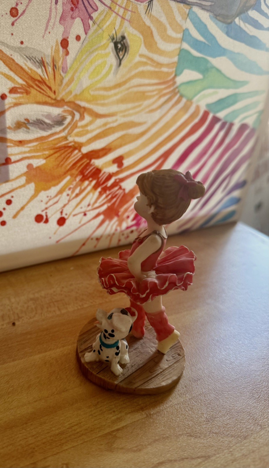 Vintage Little Girl Dressed Ballerina & Puppy Dog Very Rare Resin Figurine