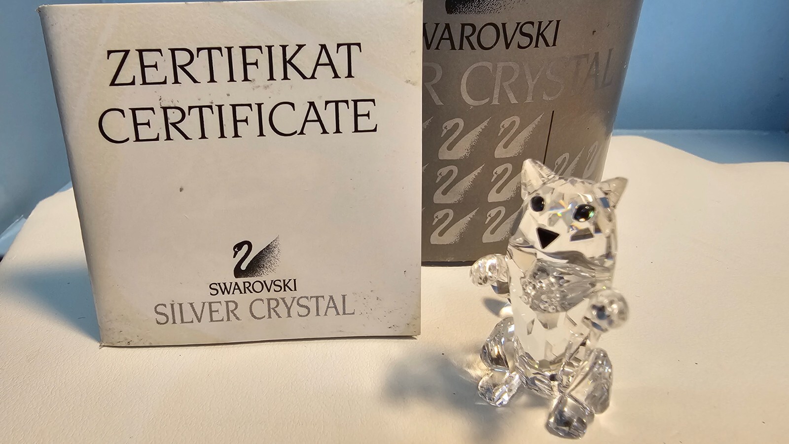Swarovski Crystal~**1 3/8″ KITTEN STANDING**~Austria~BOX & COA