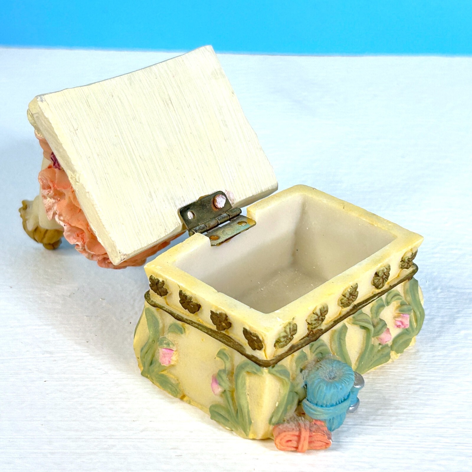 RARE Vintage 80s Little Girl Ballerina Resin Figure Figurine Trinket Box