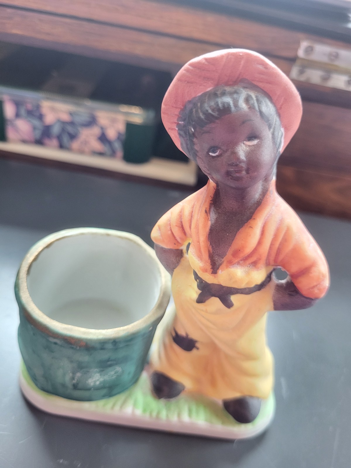 Vintage 1979 JASCO Luvkins Black Americana Young Boy Votive or Toothpick Holder