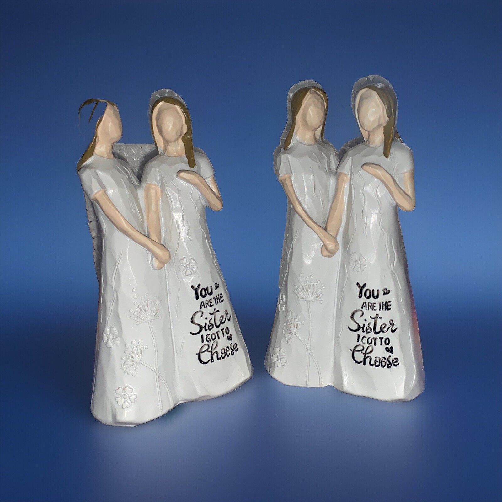 GIFT SET OF 2 “Sister I Got To Choose” Friend Statue 2 Women Figuerines 5.7″