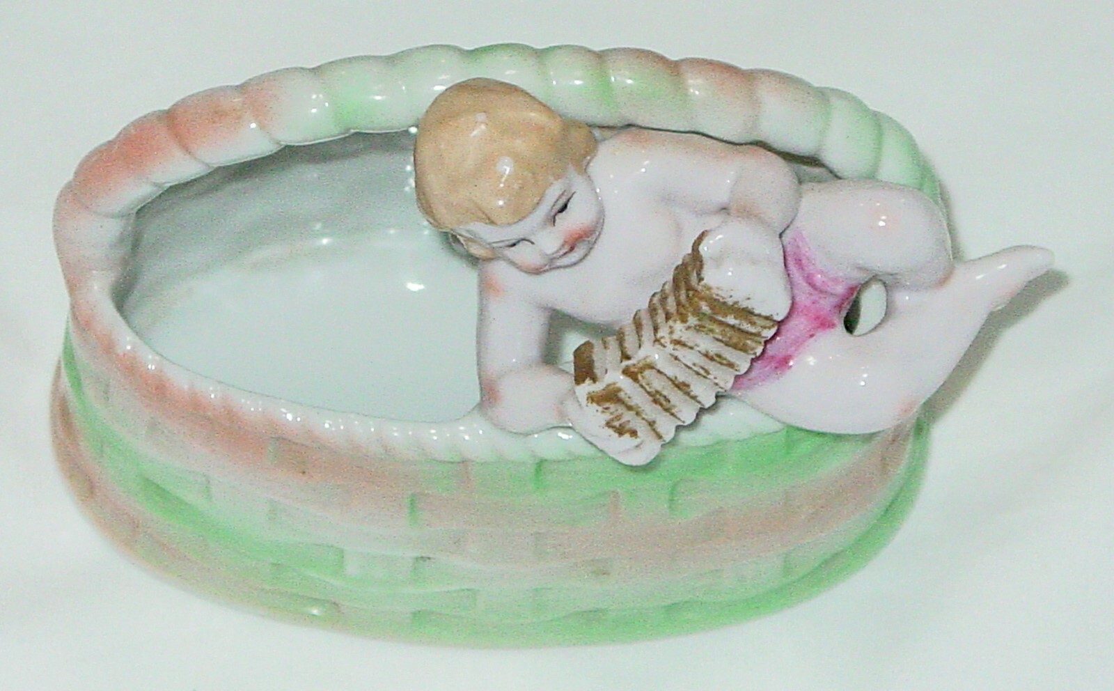 VINTAGE L & M Inc. ANGLE AND BASKET FIGURINE – 5 1/2″ X 3″ X 4 1/2″