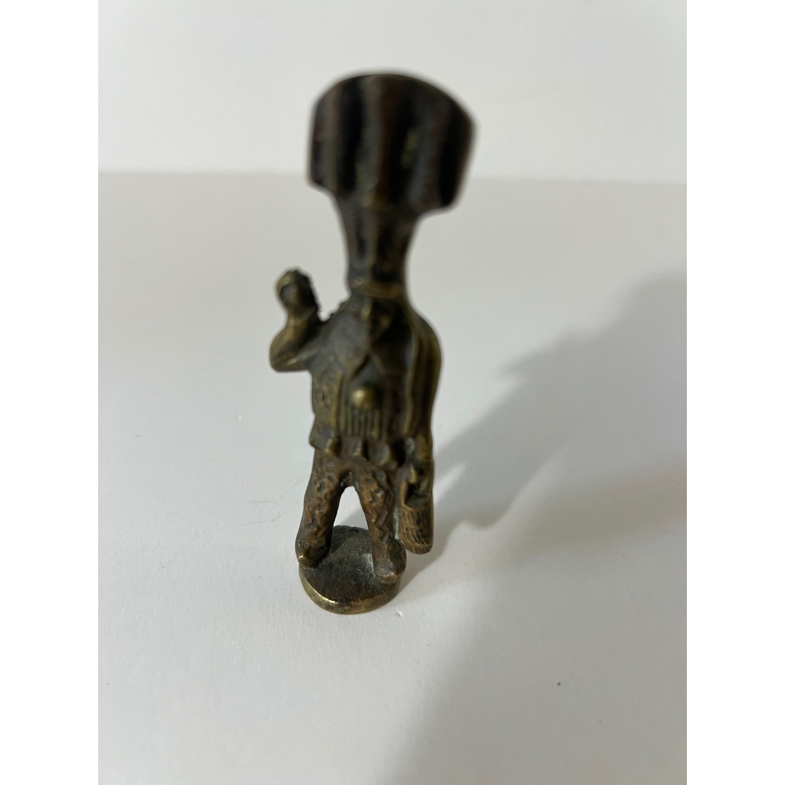 Vintage Brass Harvest Man Baker Hat Head Covering Figurine 3.5″