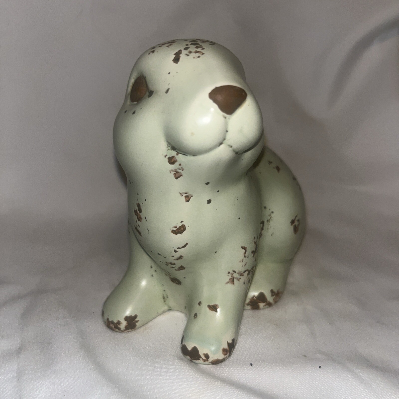 tii Collections?? Rabbit Bunny Pale Green With Brown Splotches 5” T x 5.5” L