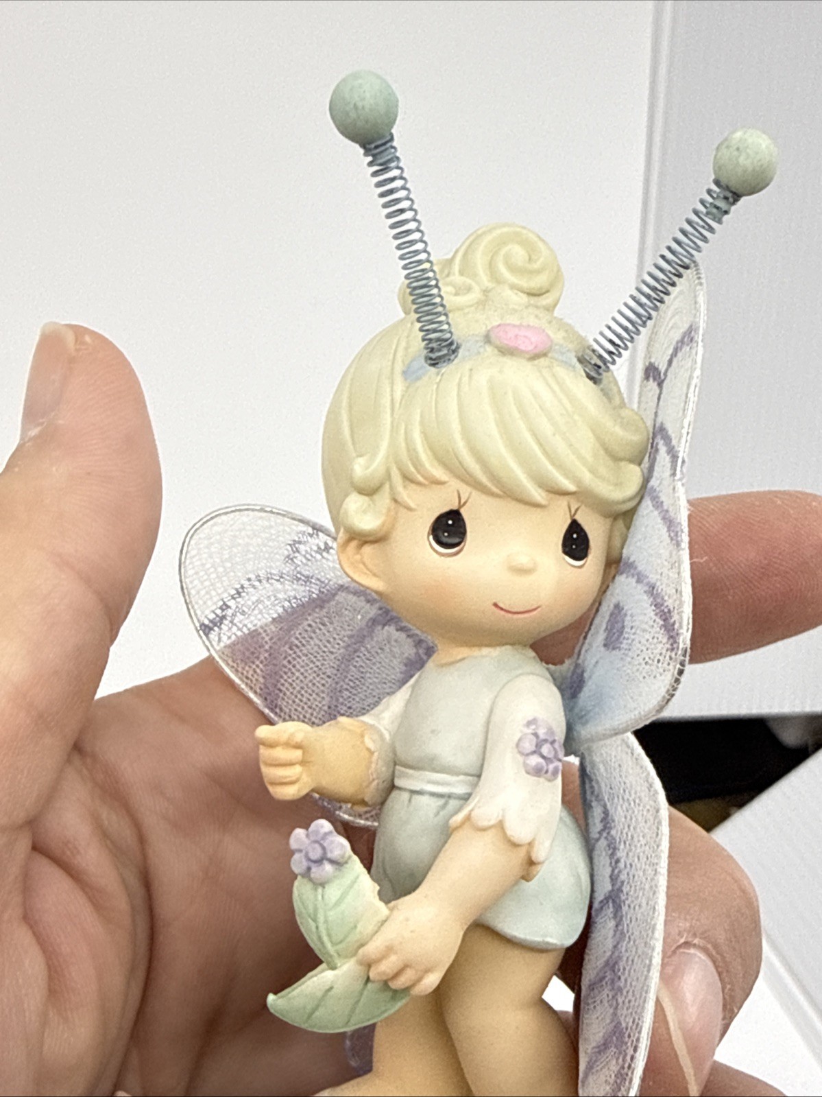 Precious Moments Cuddle Bear Collection Fairy Girl butterfly Lily Pads 4” Tall