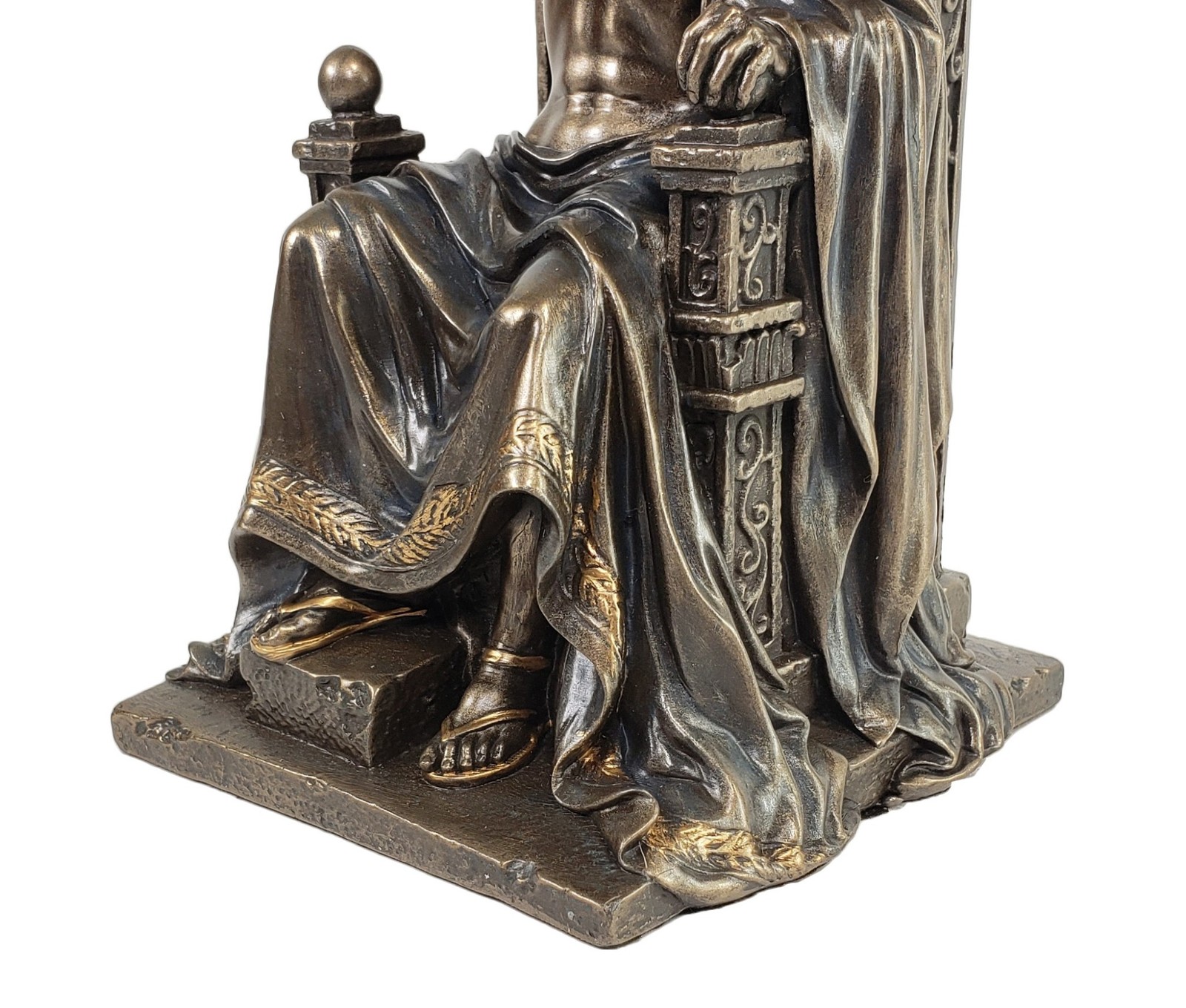 8″ King Zeus God Thunder Lightning on Throne Greek Mythology Statue Bronze Color