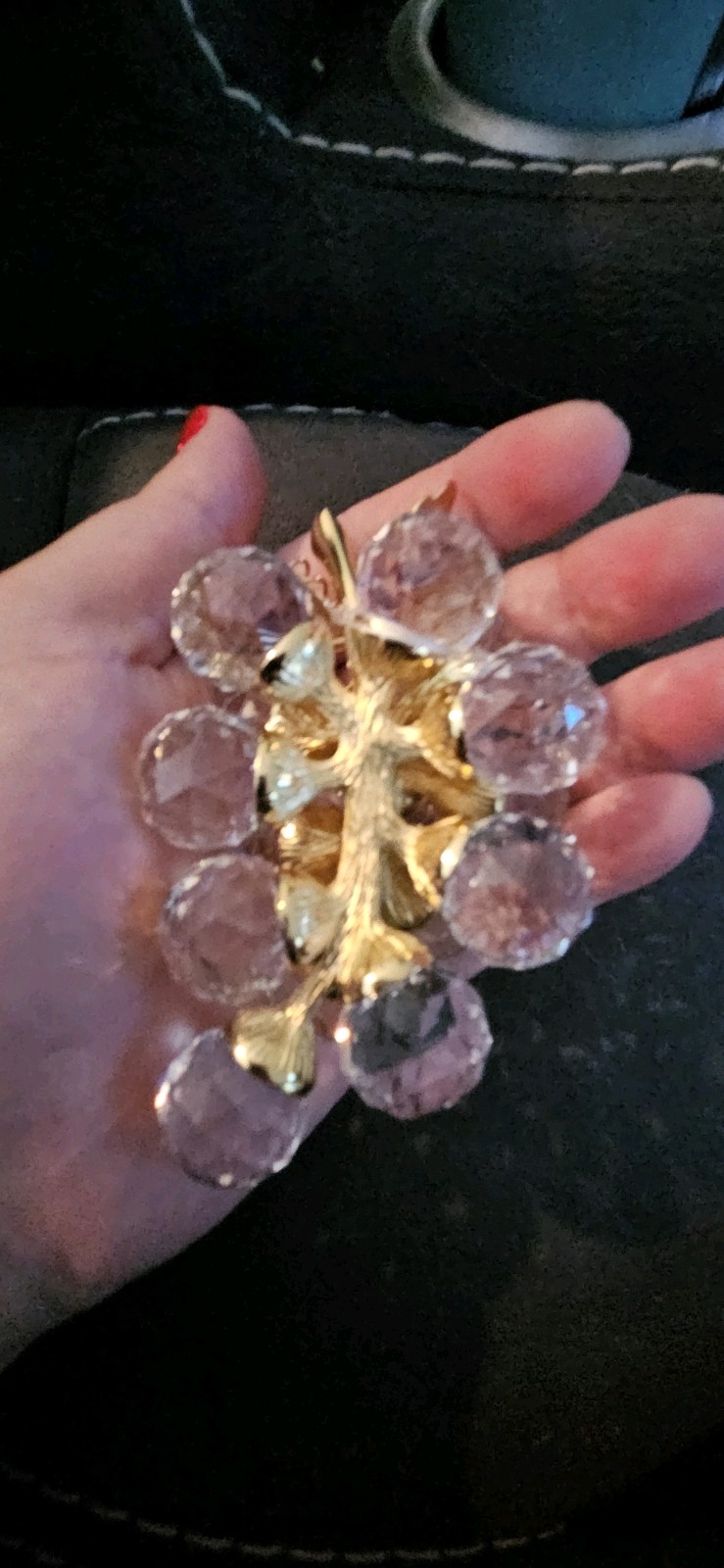 Swarovski Crystal Gold Leaf 15 Grapes Cluster Sparkling Fruit NO Box