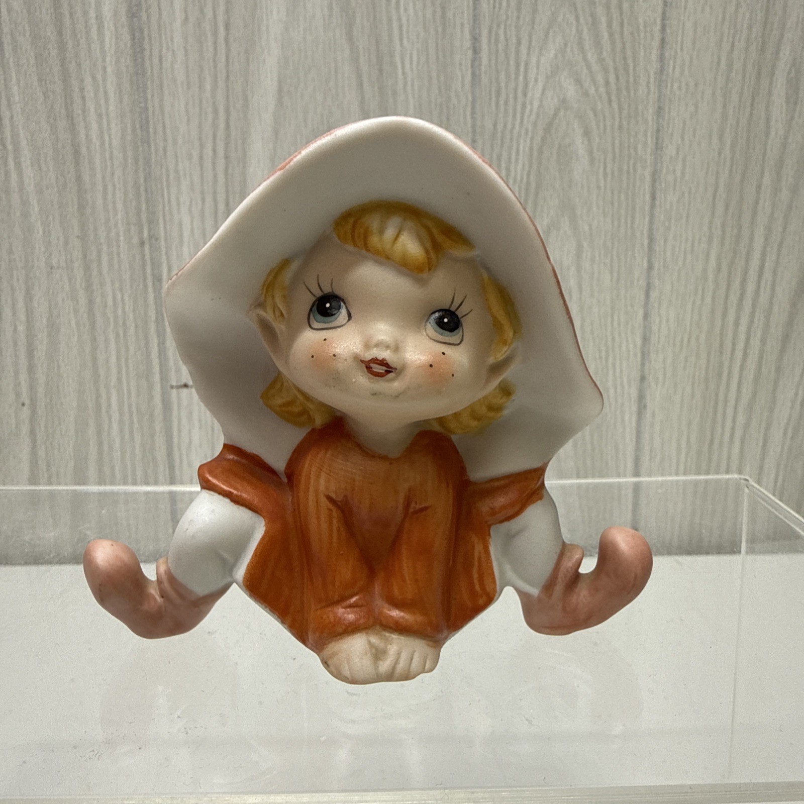 Vintage Homco Pixie Elf Elves Figurine #5213 ORANGE OUTFIT