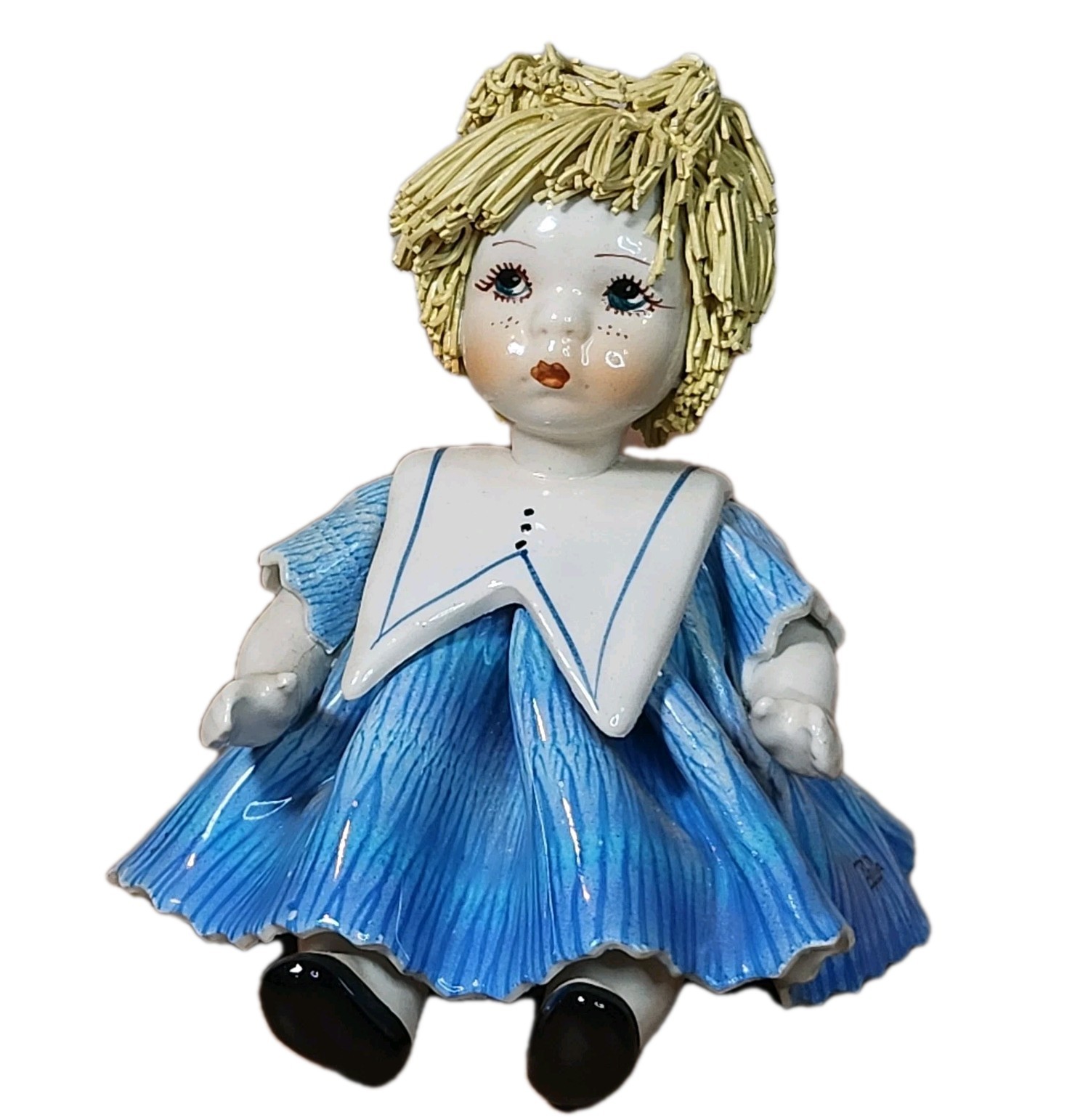 Viintage Italy Handmade Spaghetti Hair Porcelain Figurine Signed Zampiva
