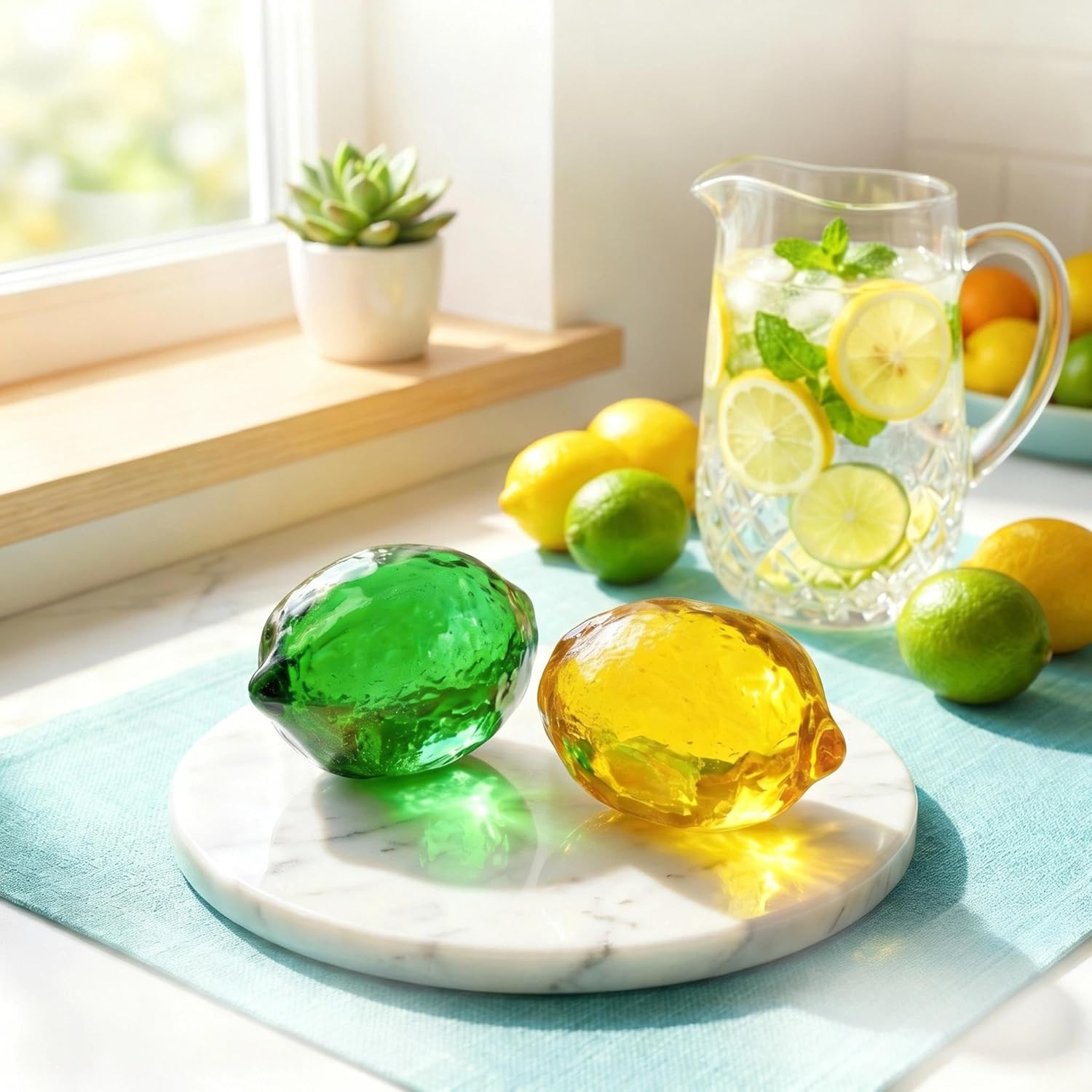 New Glass Lemon Figurine Ornament Home Decor Fast Shipping