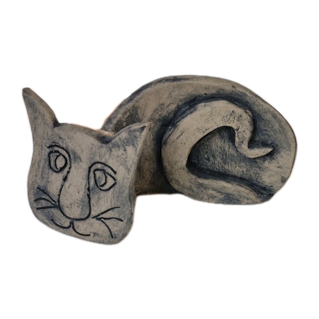 Stoneware Clay Cat Figurine Cats Of Ty Pen Made In Wales Handmade Artisan