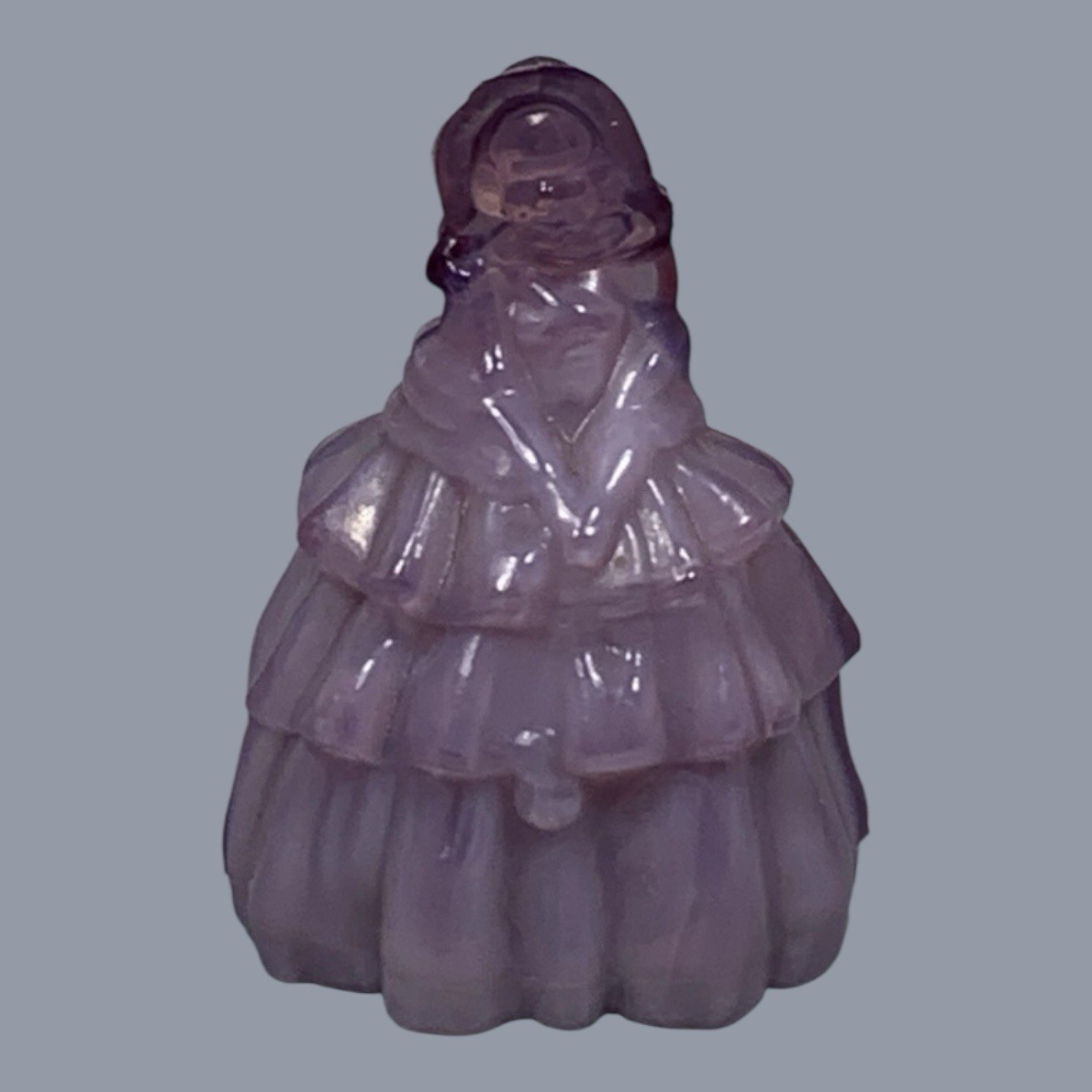 Boyd Art Glass Lavender / Purple Frost Nancy Doll Figurine B in Diamond 2 1/4″