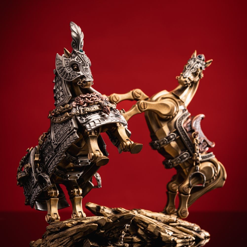 Heroic Steed Metal Figurine, Detachable Horse Sculpture, Gifts for Men