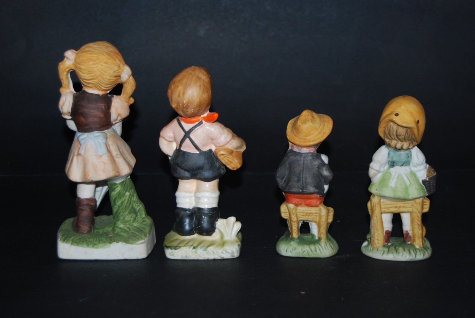 Vintage Hummel Style Ceramic Figurines Lot of 4 Hand Painted Japan Flambro 1960s