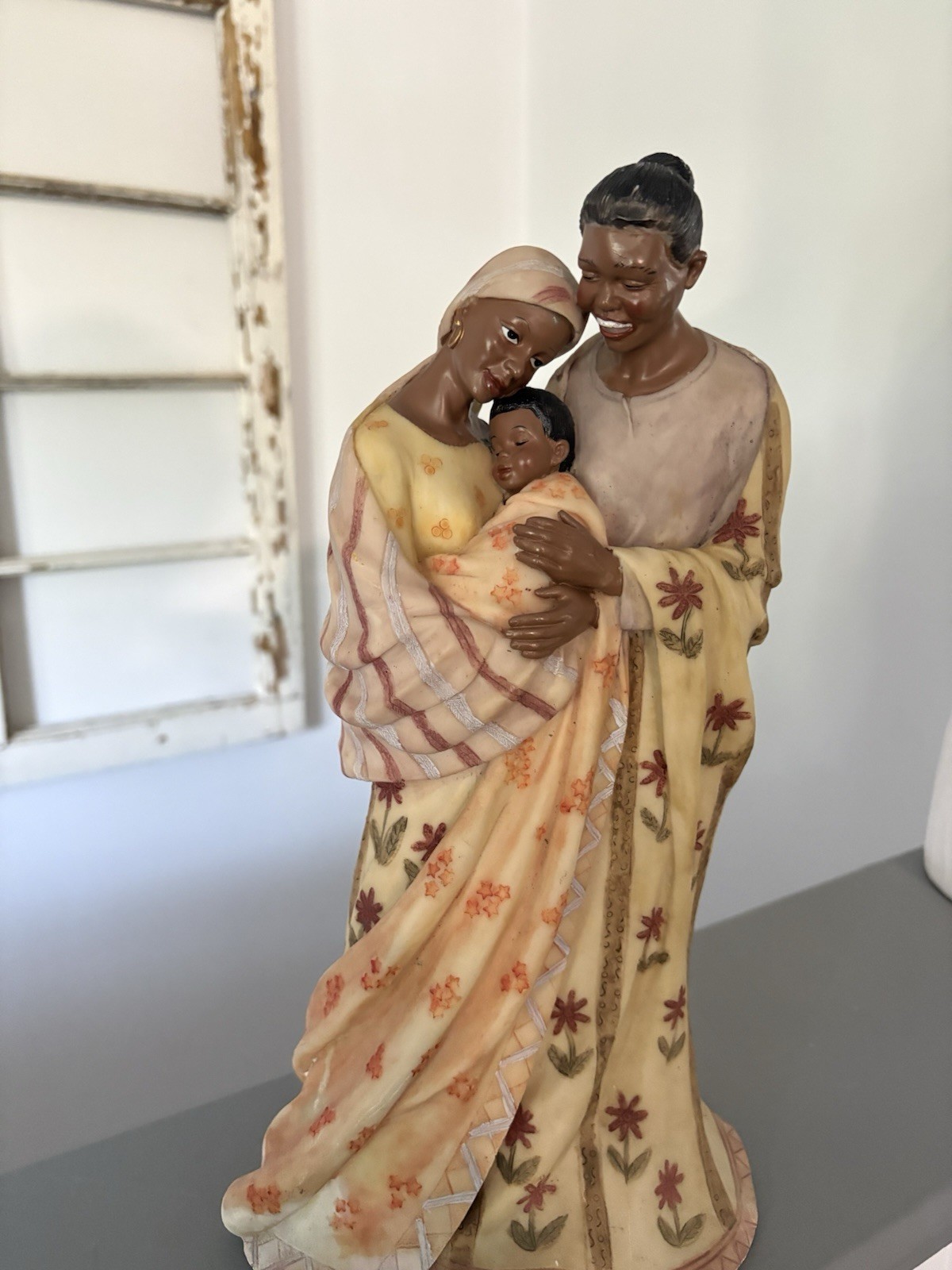 African American Family 13” Figure Mother Father Baby HandPaint FREE SHIP *Read