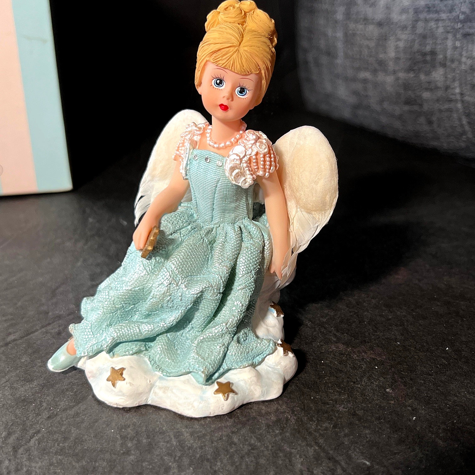 Vtg Madame Alexander Blue Mist Angel Stone Resin Figurine Orig Box COA Numbered