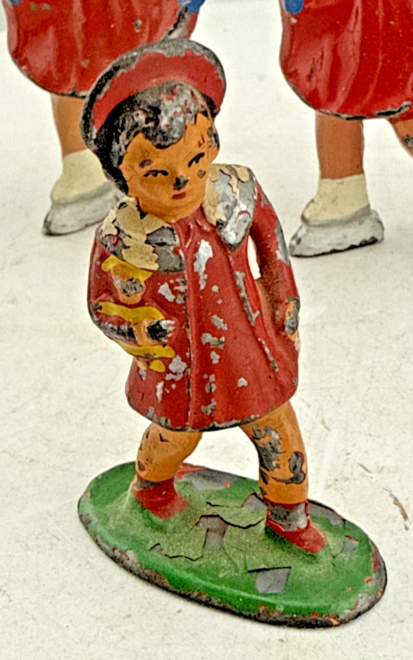 Vtg 7 Barclay Metal Skating Figures Little Girl Men Women Skater 2 3/4″ Tall
