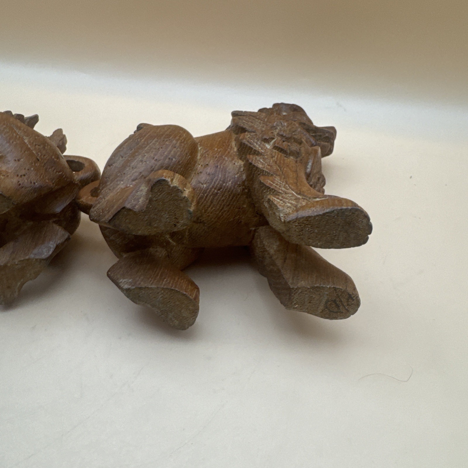 Vintage Hand Carved Wood Guardian Foo Dog Lion Dragon Balinese Chinese Tai Rare